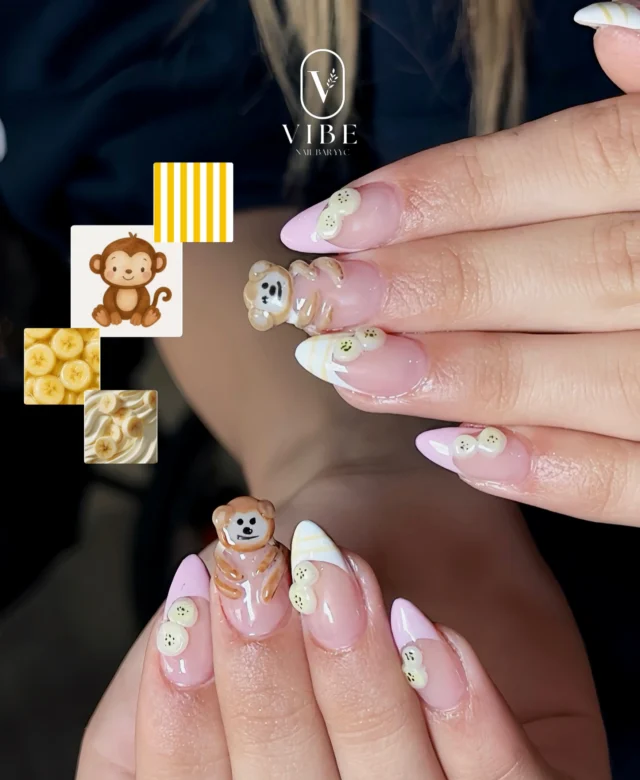 The cutest little monkey moment ever â˜ï¸ðŸŽ€ðŸµ
Book your appointment today . Let our expert bring your nail vision to lifeâœ¨
â€”â€”
VIBE NAIL BAR YYC
ðŸ“ 5751 Signal Hill Centre SW, Calgary, AB T3H 3P8
ðŸ“ž(403) 719-6899 
ðŸŒvibenailbaryyc.com 

#yycnails #calgarynails #3dnails #nailinspo #monkeynails